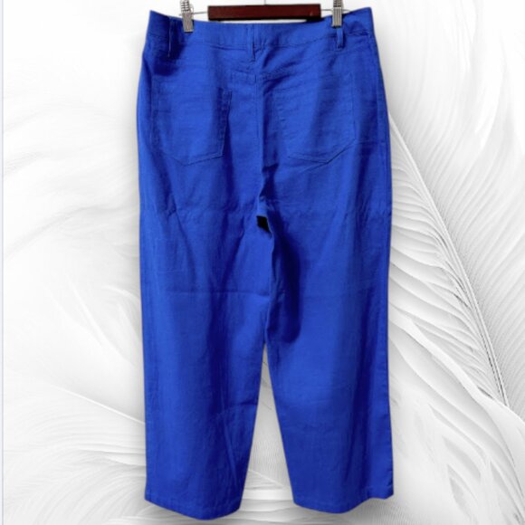 Jones New York Signature Women’s Blue Linen Blend Cropped Pants Size: 4 (EU 34) - Picture 2 of 8